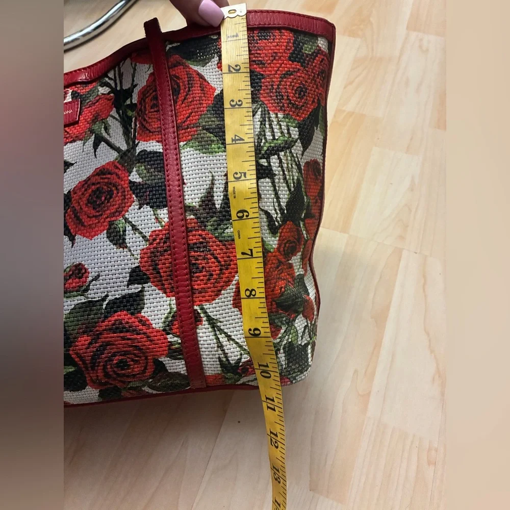 Dolce and Gabbana Red Rose Print Tote Bag - Women